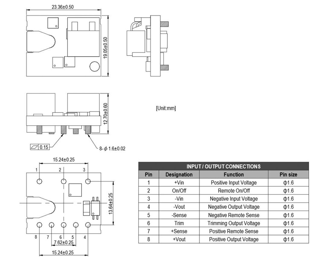 Converter: DC/DC; 60W; Uin: 36÷75V; Uout: 5VDC; Iout: 12A; SMD; 10.1g