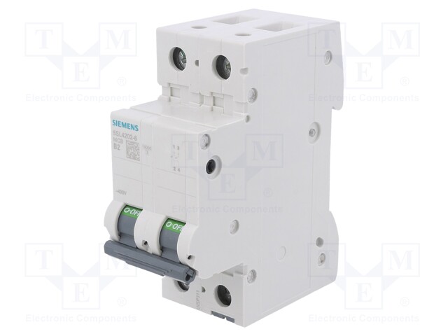 Circuit breaker; 230/400VAC; Inom: 2A; Poles: 2; DIN; Charact: B