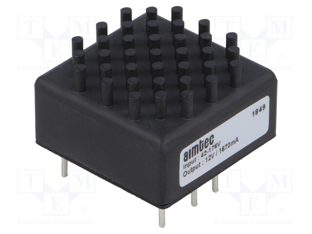 Converter: DC/DC; 20W; Uin: 42÷176V; 12VDC; Iout: 1.67A; 1"x1"; 23g
