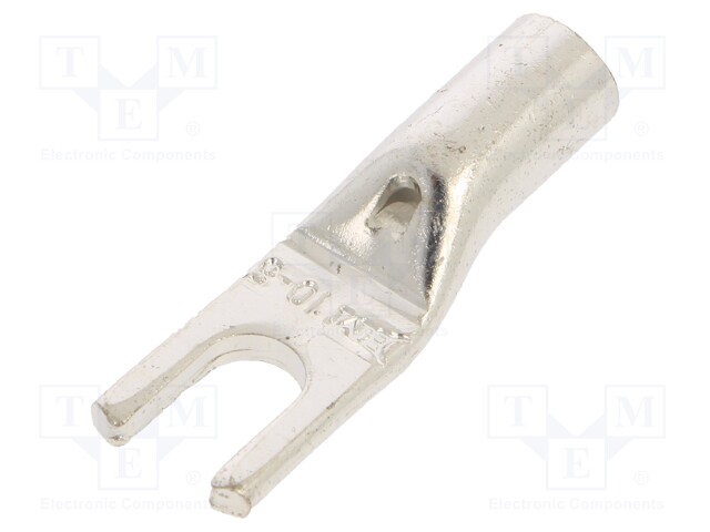Tip: fork; M5; 10mm2; crimped; for cable; non-insulated; tinned
