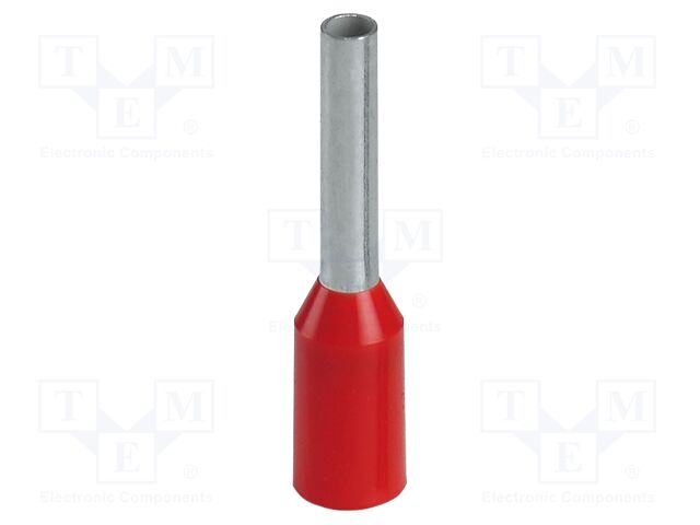 Tip: bootlace ferrule; insulated; copper; 1mm2; 8mm; tinned; red