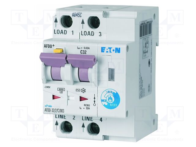 Arc fault detector; Inom: 32A; Ires: 30mA; DIN; IP20; 1÷25mm2; AFDD