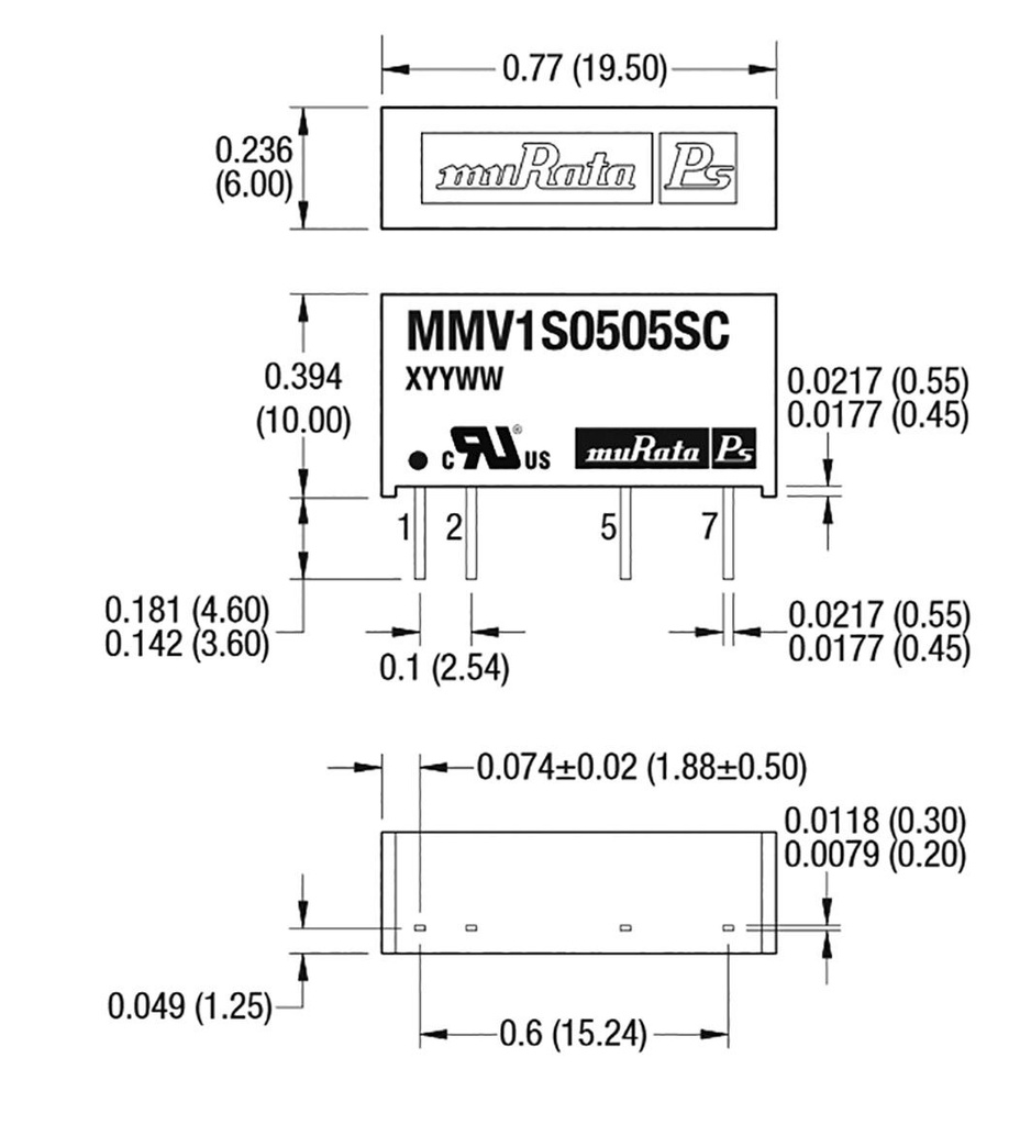 Converter: DC/DC; 1W; Uin: 4.5÷5.5V; Uout: 5VDC; Iout: 200mA; SIP