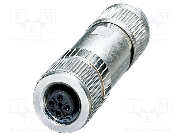 Connector: M12; plug; PIN: 4; 48V; straight; IP67; IDC; Contacts: CuSn