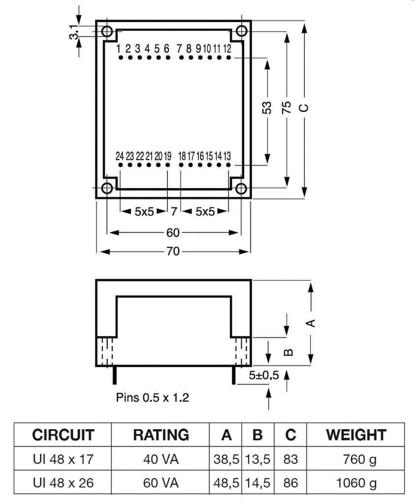 Transformer: encapsulated; 40VA; 115/230VAC; 15V; 15V; 1333mA