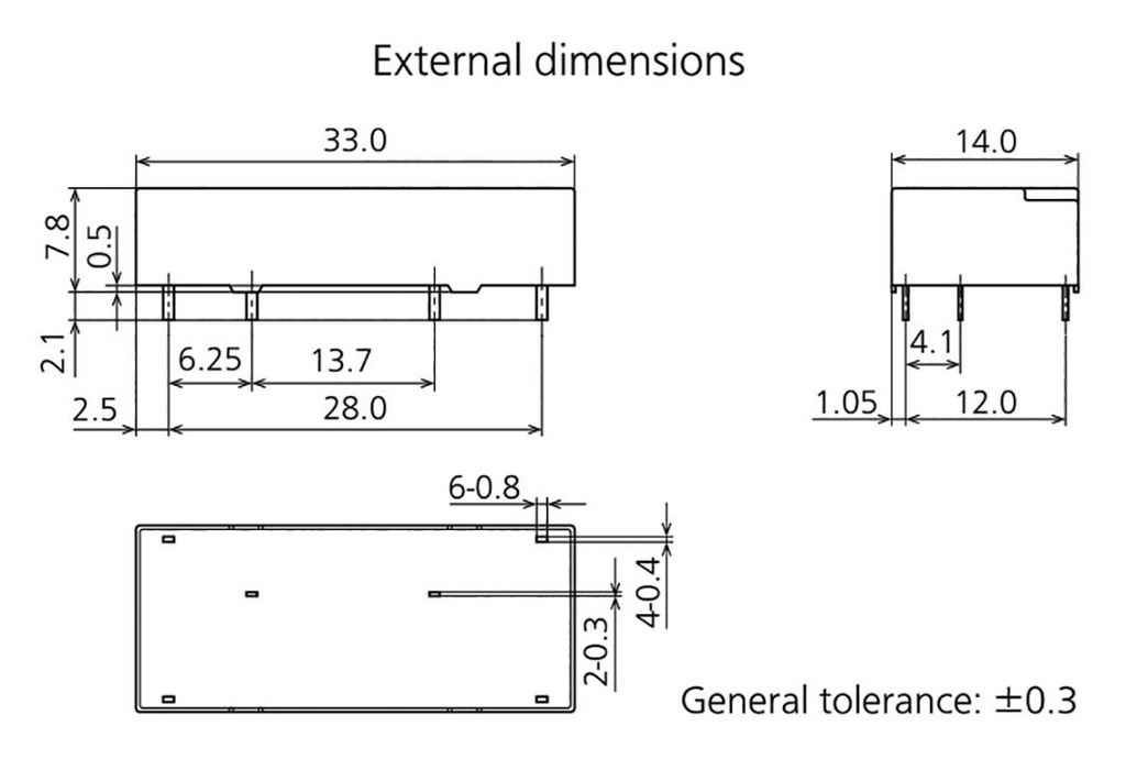 Relay: miniature; NC + NO; Ucoil: 21VDC; 4A/250VAC; 4A/30VDC; 6A