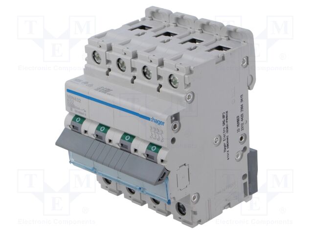 Circuit breaker; 230/400VAC; Inom: 32A; Poles: 4; DIN; Charact: B