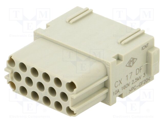 Heavy Duty Connector, MIXO Series, Insert, 17 Contacts, Receptacle