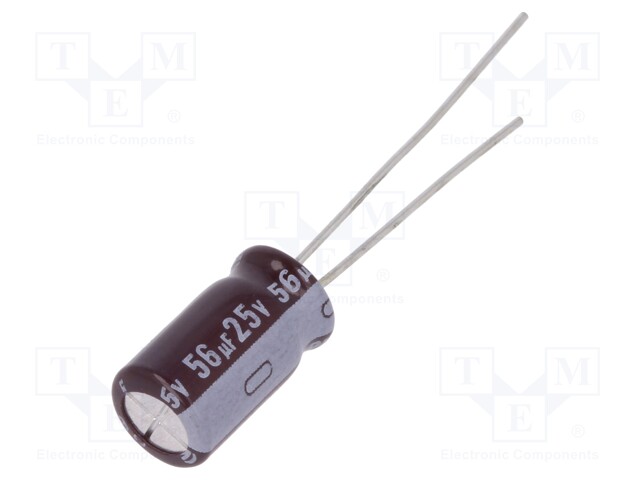 Capacitor: electrolytic; low impedance; THT; 56uF; 25VDC; ±20%