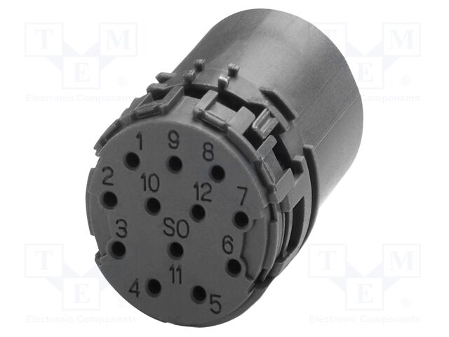Connector: M23; contact insert; PIN: 12; crimped; M23 PRO; 8A; 150V