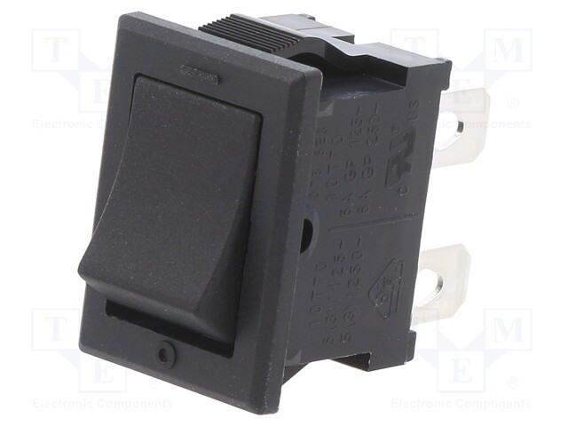 Rocker Switch, On-None-Off, DPST, Non Illuminated, Panel Mount, Black, JWS Series