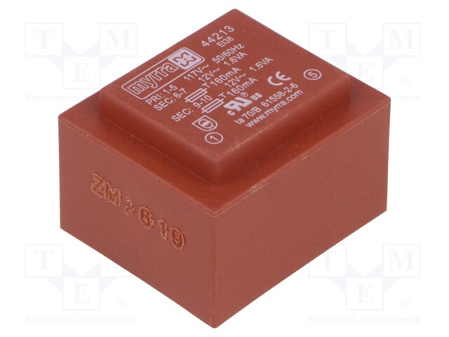 Transformer: encapsulated; 3.2VA; 117VAC; 12V; 12V; 133mA; 133mA