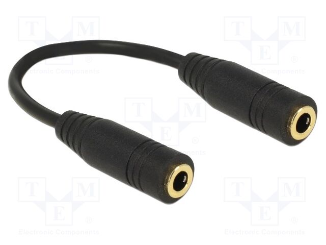 Cable; Jack 3.5mm 3pin socket,both sides; 0.13m; black