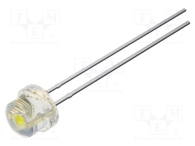 LED; white; 4.8mm; 140°; Front: convex; 3.1VDC; No.of term: 2; 6500K