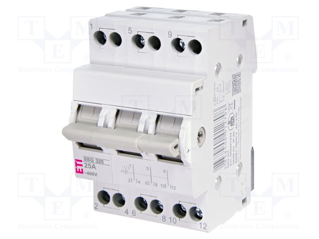 Mains-generator switch; Poles: 1; 230/400VAC; 80A; IP20
