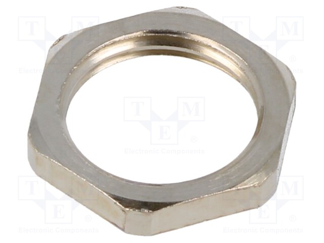 Nut; M16; brass; 19mm; Thread: metric; Pitch: 1.5; Plating: nickel
