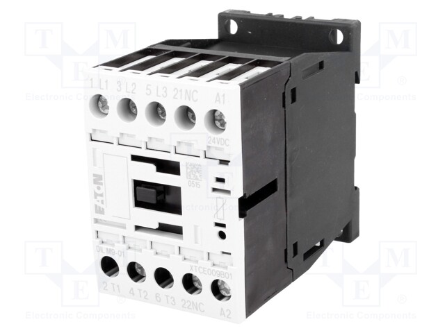 Contactor: 3-pole; NO x3; Auxiliary contacts: NC; 24VDC; 9A; DILM9