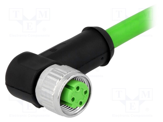 Plug; M12; PIN: 4; female; D code-Ethernet; 0.5m; Insulation: PVC