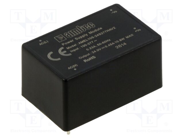Converter: AC/DC; 10W; Uin: 85÷305VAC,100÷430VDC; Uout: 24VDC; 84%