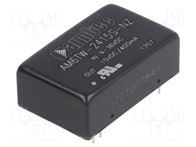 Converter: DC/DC; 6W; Uin: 9÷36V; 15VDC; Iout: 400mA; DIP24; 14g