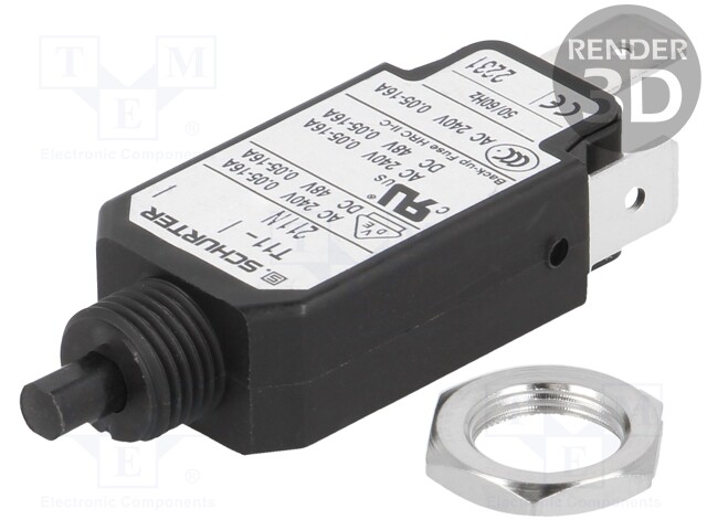 Circuit breaker; Urated: 240VAC; 48VDC; 2.8A; SPST; Poles: 1; screw