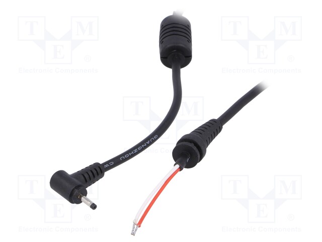 Cable; wires,DC 2,5/0,7 plug; angled; 0.5mm2; black; 1.2m