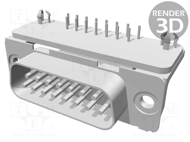 D-Sub; PIN: 15; socket; male; PCB snap; angled 90°; THT; UNC4-40