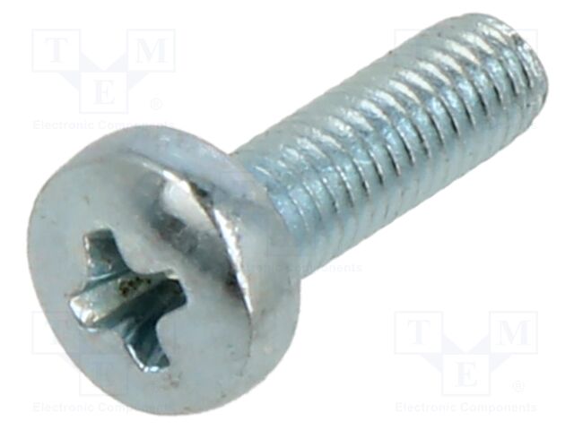 Screw; M3x10; Head: button; Phillips; PH1; steel; zinc; Øhead: 6mm