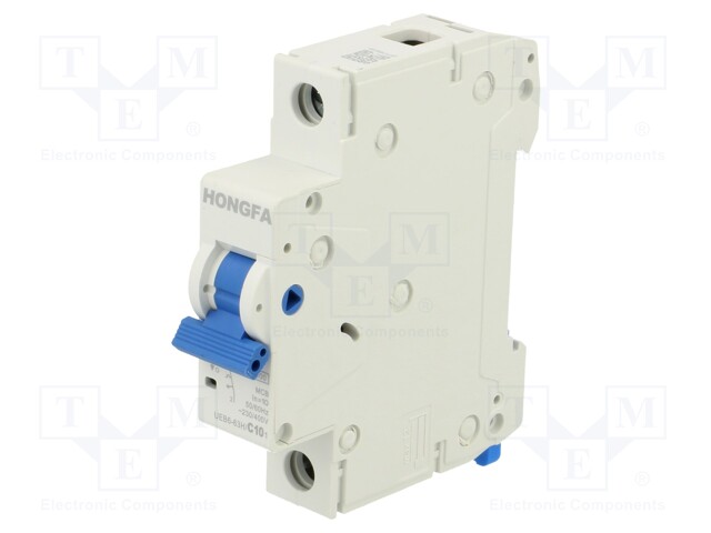 Circuit breaker; 230/400VAC; Inom: 10A; Poles: 1; Charact: C; 10kA