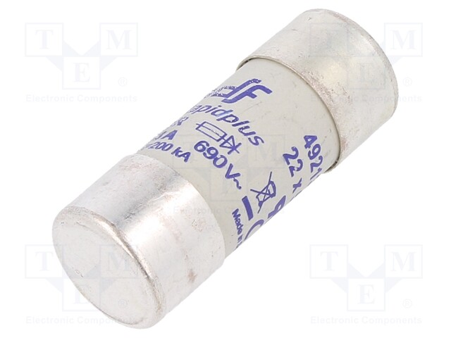 Fuse: fuse; gR; 63A; 690VAC; 445VDC; 22x58mm