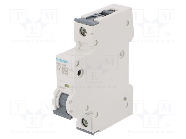 Circuit Breaker, MCB, 5SY4, 1P, 10 kA, 400 V, 6 A