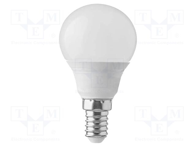 LED lamp; neutral white; E14; 220÷240VAC; 320lm; P: 3.7W; 180°; IP20