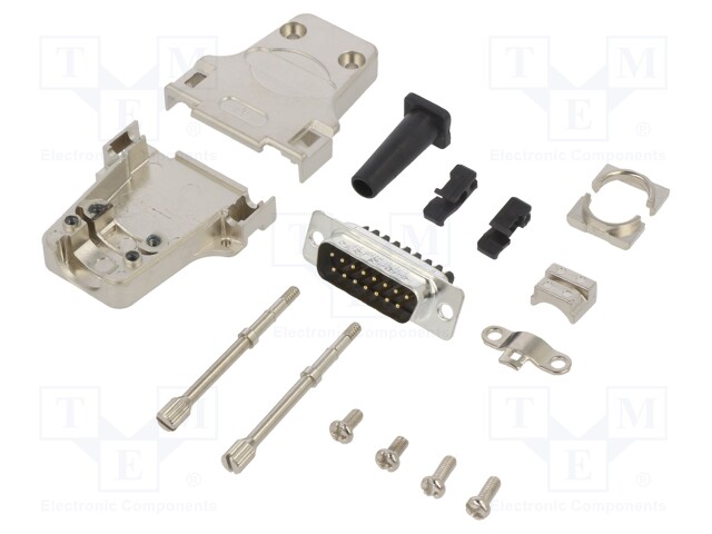 D-Sub; PIN: 15; male; shielded,with strain relief; straight