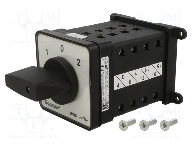 Switch: cam switch; Stabl.pos: 3; 100A; 1-0-2; flush mounting; IP65