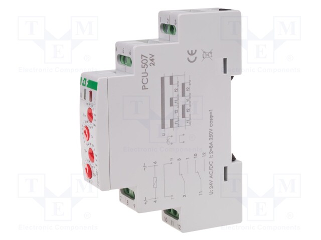 Timer; 0,1s÷24days; DPDT; 250VAC/8A; 24VDC; for DIN rail mounting