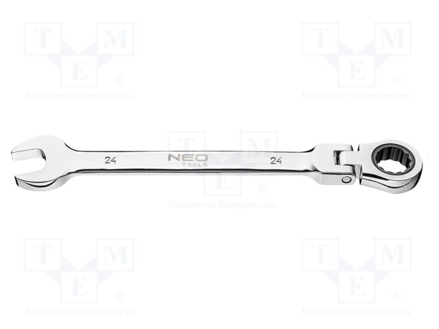 Wrench; combination spanner,with ratchet,with joint; 24mm