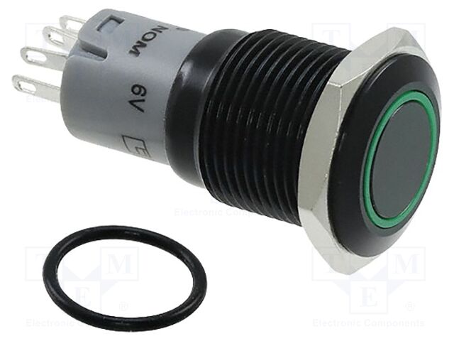 Switch: vandal resistant; Pos: 2; SPDT; 2A/48VDC; ON-(ON); green