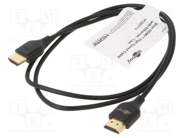 Cable; HDMI plug,both sides; 1m; black; HDCP 2.2,HDMI 2.0