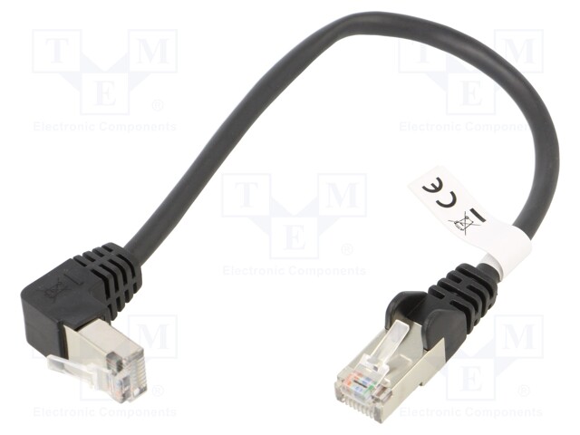 Patch cord; F/UTP; 5e; stranded; CCA; PVC; black; 0.25m; 26AWG