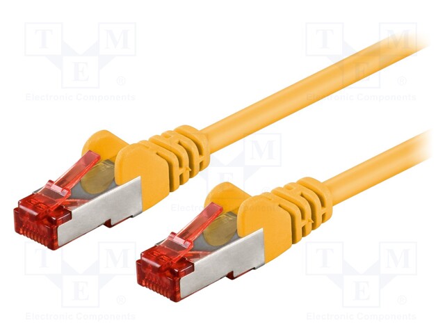 Patch cord; S/FTP; 6; stranded; CCA; PVC; yellow; 0.25m; 27AWG