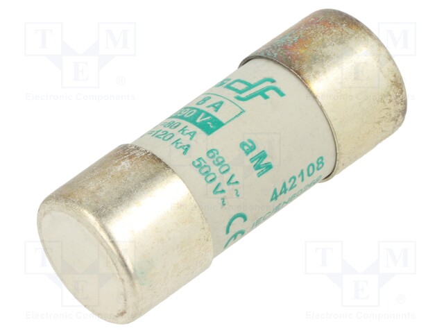 Fuse: fuse; aM; 8A; 690VAC; ceramic,cylindrical,industrial