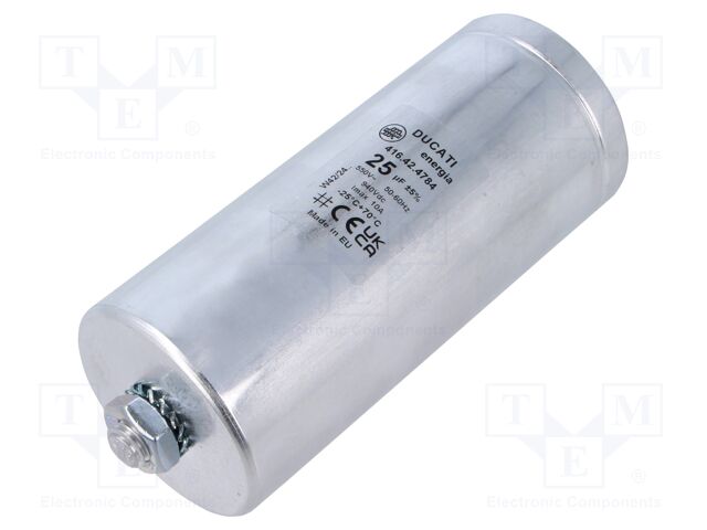 Capacitor: polypropylene; 25uF; ±5%; Ø60x137mm; -25÷70°C