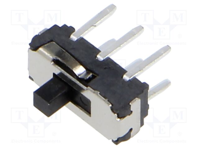 Switch: slide; Pos: 2; DPDT; 0.3A/6VDC; ON-ON; THT; Leads: for PCB