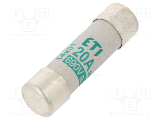 Fuse: fuse; aM; 20A; 690VAC; cylindrical,industrial; 14x51mm