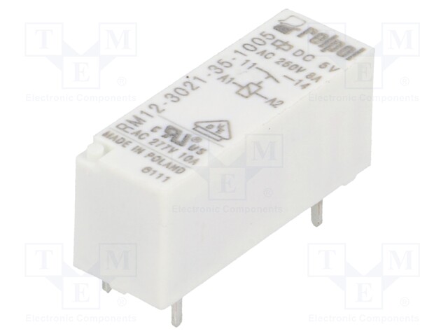 Relay: electromagnetic; SPST-NO; Ucoil: 5VDC; 8A/250VAC; 8A/24VDC