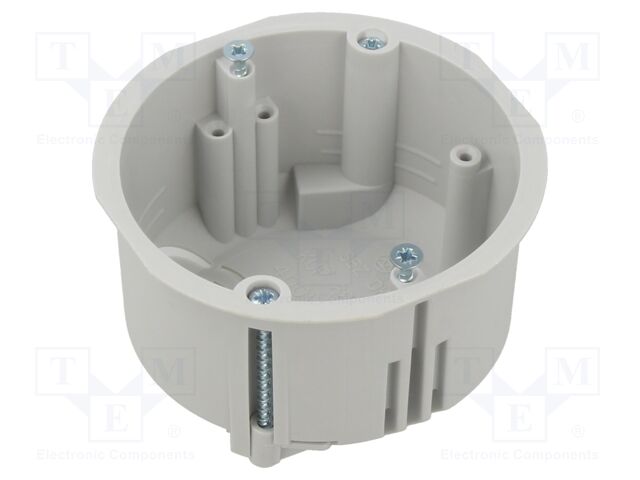 Enclosure: junction box; Ø: 72mm; plaster embedded; grey; -25÷60°C