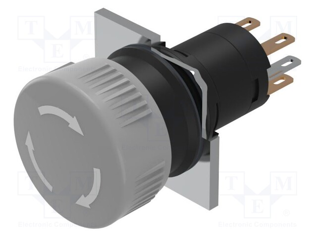 Switch: push-button; 16mm; Stabl.pos: 2; NC + NO; grey; none; IP65