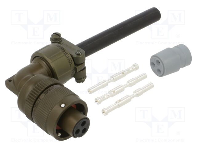 Connector: military; plug; female; PIN: 3; VG95234; 22A; angled 90°