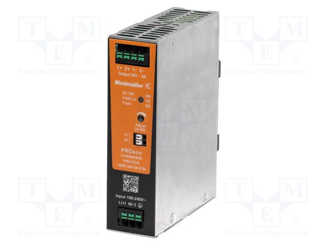 Power supply: switching; for DIN rail; 120W; 24VDC; 0÷5A; OUT: 1