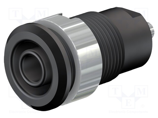 Socket; 4mm banana; 24A; 1kV; Cutout: Ø12.2mm; black; nickel plated